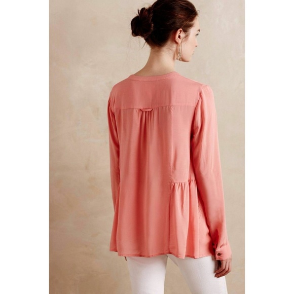 NWT Anthropologie Peach Laiken Henley Blouse Top 6 - Picture 2 of 2